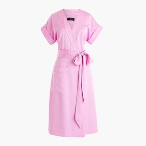 J Crew Short-sleeve wrap dress in satin- XS